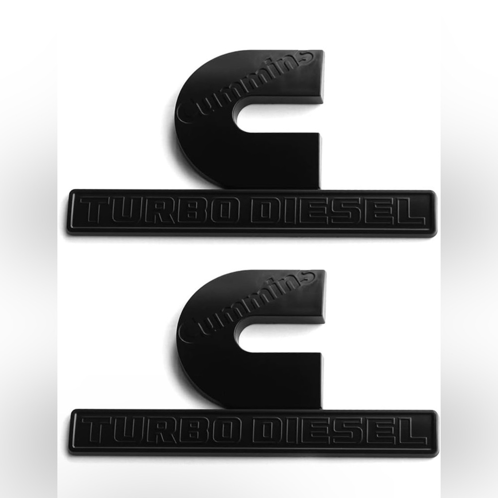 2Pcs Cummins Turbo Diesel Emblems 3D Decal Badges Replacement